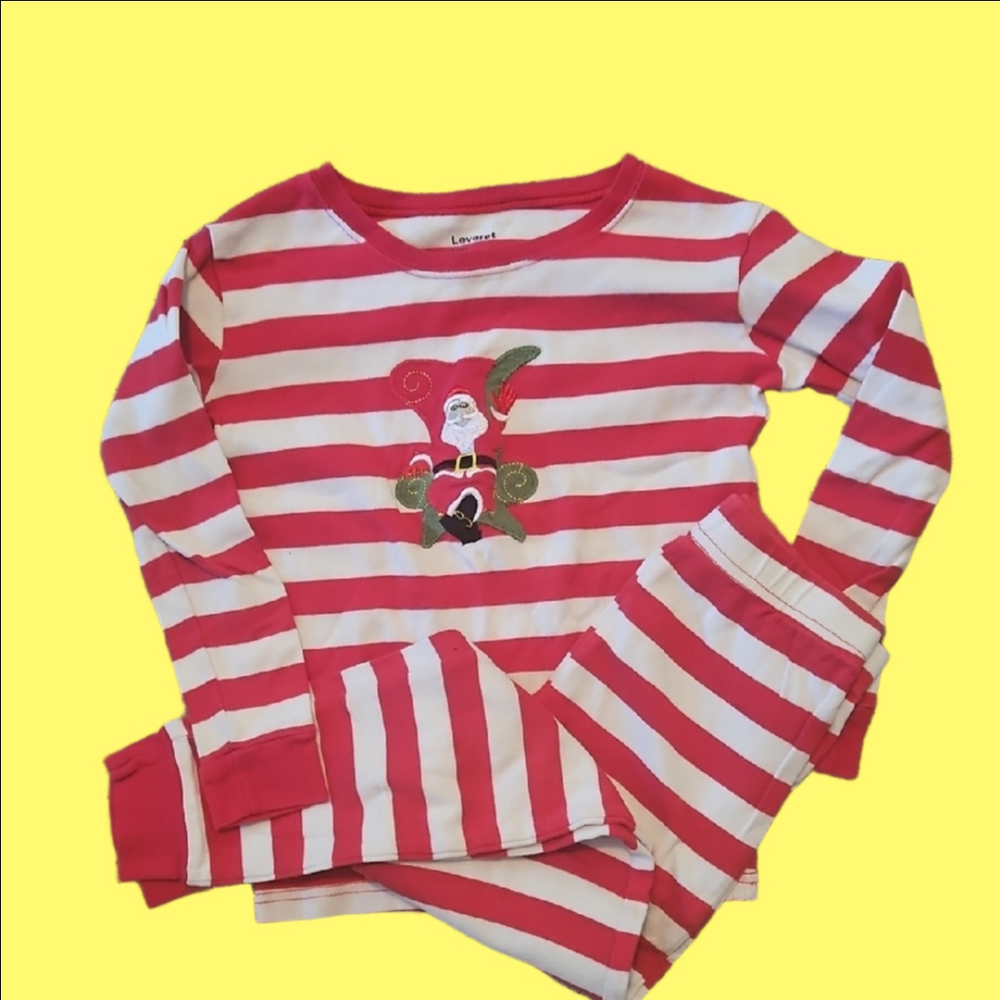 Red and White Striped Pajama Set